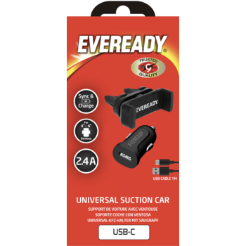 EVEREADY CAR KIT WITH SUCTION HOLDER WITH TYPE C BLACK